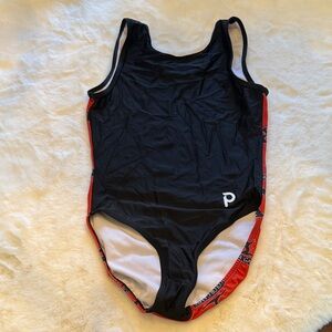 Plum Rutgers Gymnastics Leo Black and Red Adult Small